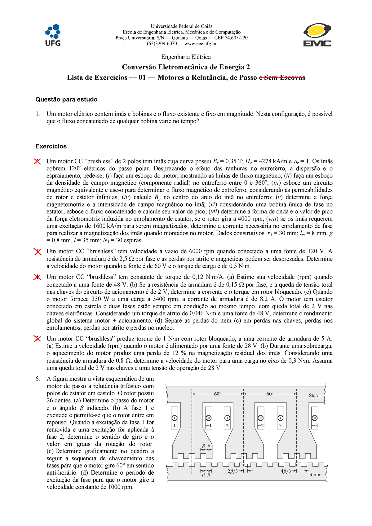 1 -Desenho em corte de um Motor de Relutância Variável com 3 fases, 6