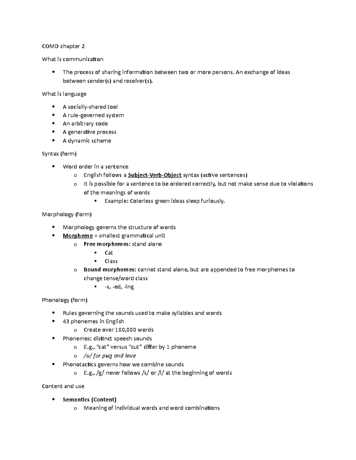 COMD chapter 2 An exchange of ideas between sender(s) and receiver(s