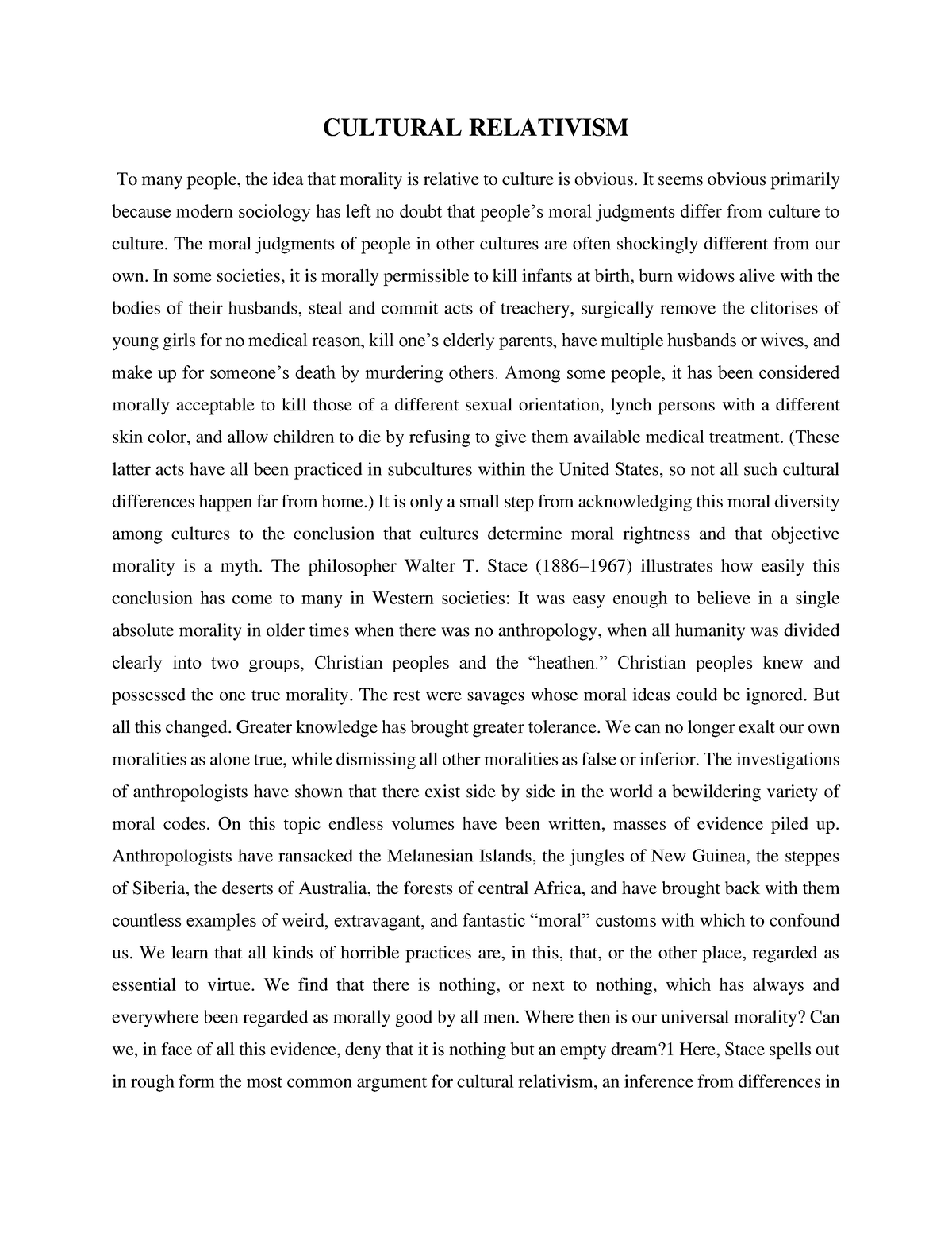 conclusion of cultural relativism essay