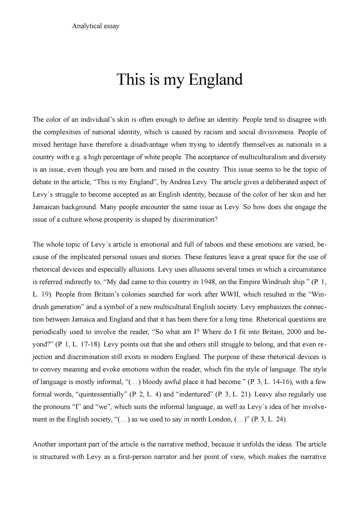 write an essay on england