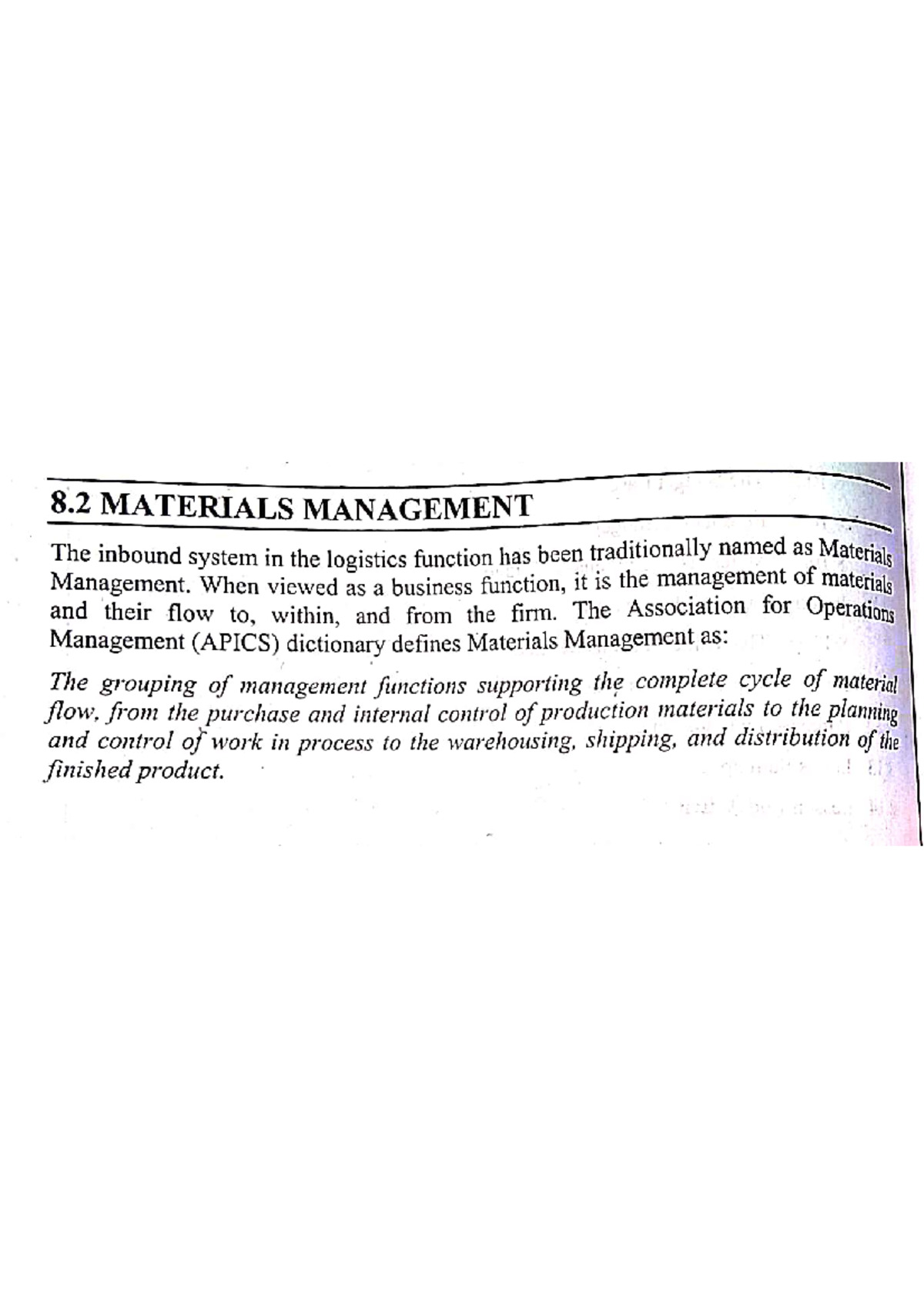 Material Management - MBA - Studocu