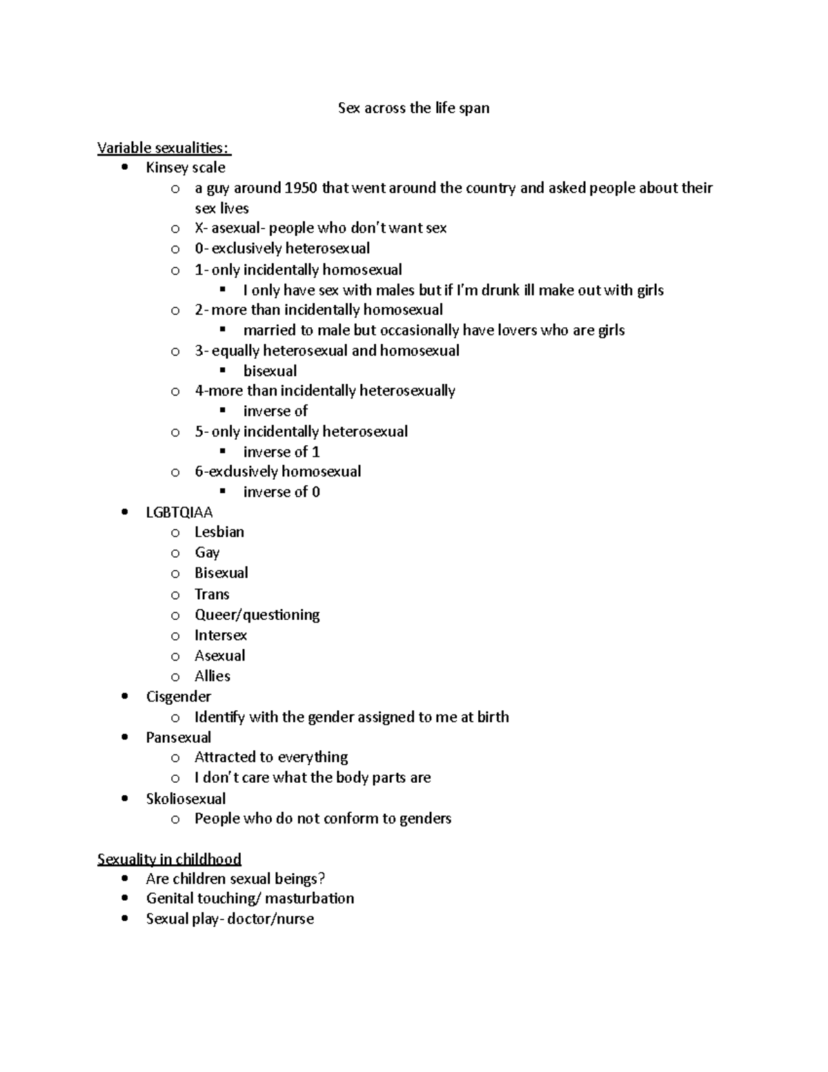 Lesson 4 - Sex across the life span Variable sexualities:  Kinsey scale o  a guy around 1950 that - Studocu