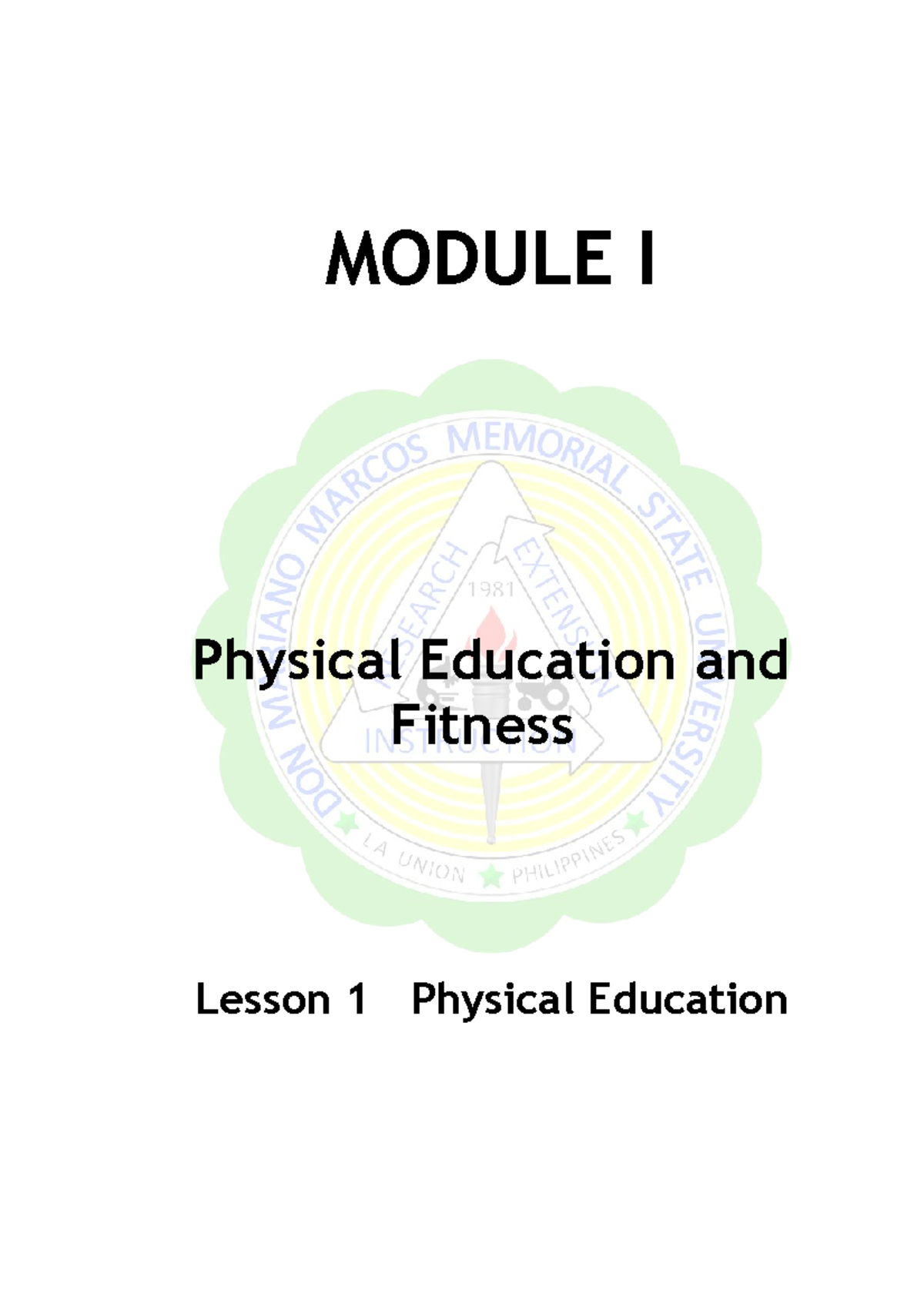 PHED-101-Mod - 1st Year - MODULE I Physical Education And Fitness ...