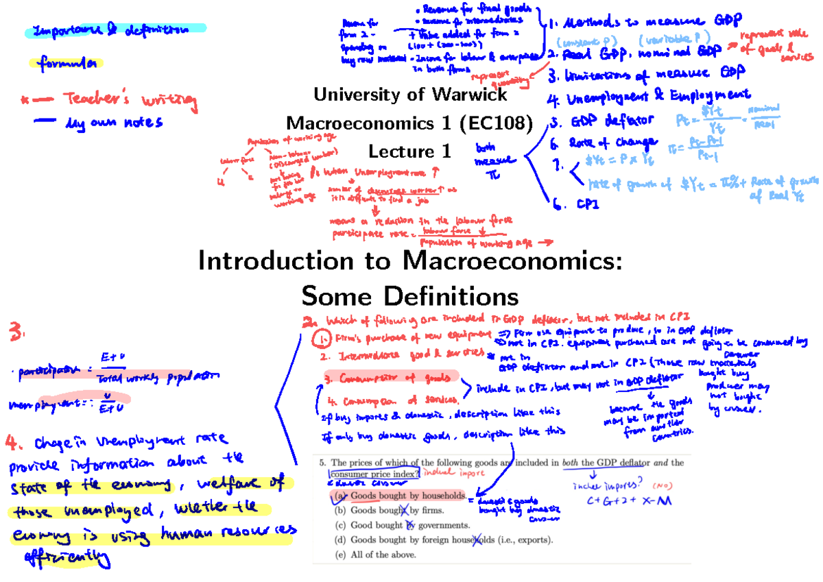 Lecture 1 - GDP - University of Warwick Macroeconomics 1 (EC108 ...