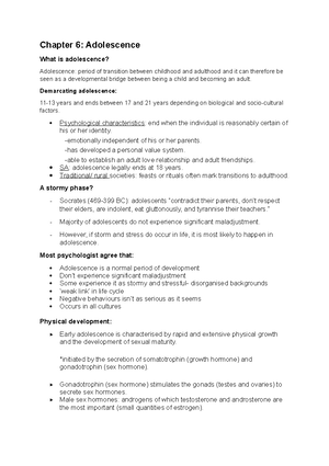 Chapter 5 child and adolescent notes - Chapter 5: middle childhood ...