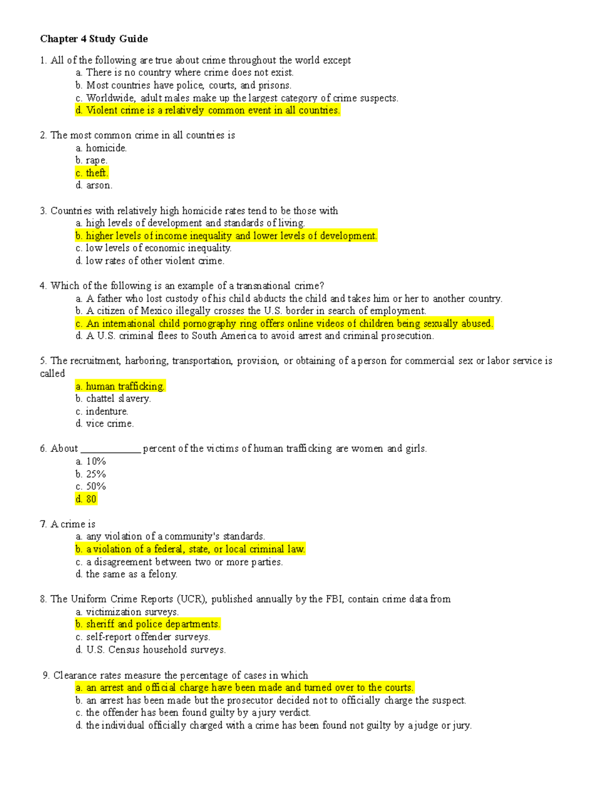 Chapter 4 Study Guide - Chapter 4 Study Guide 1. All Of The Following ...