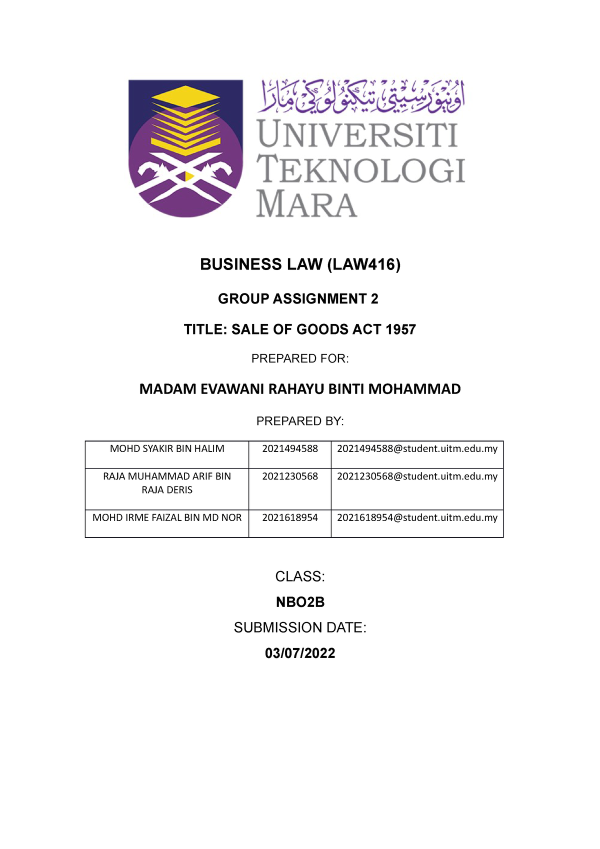 sale of goods act 1957 assignment