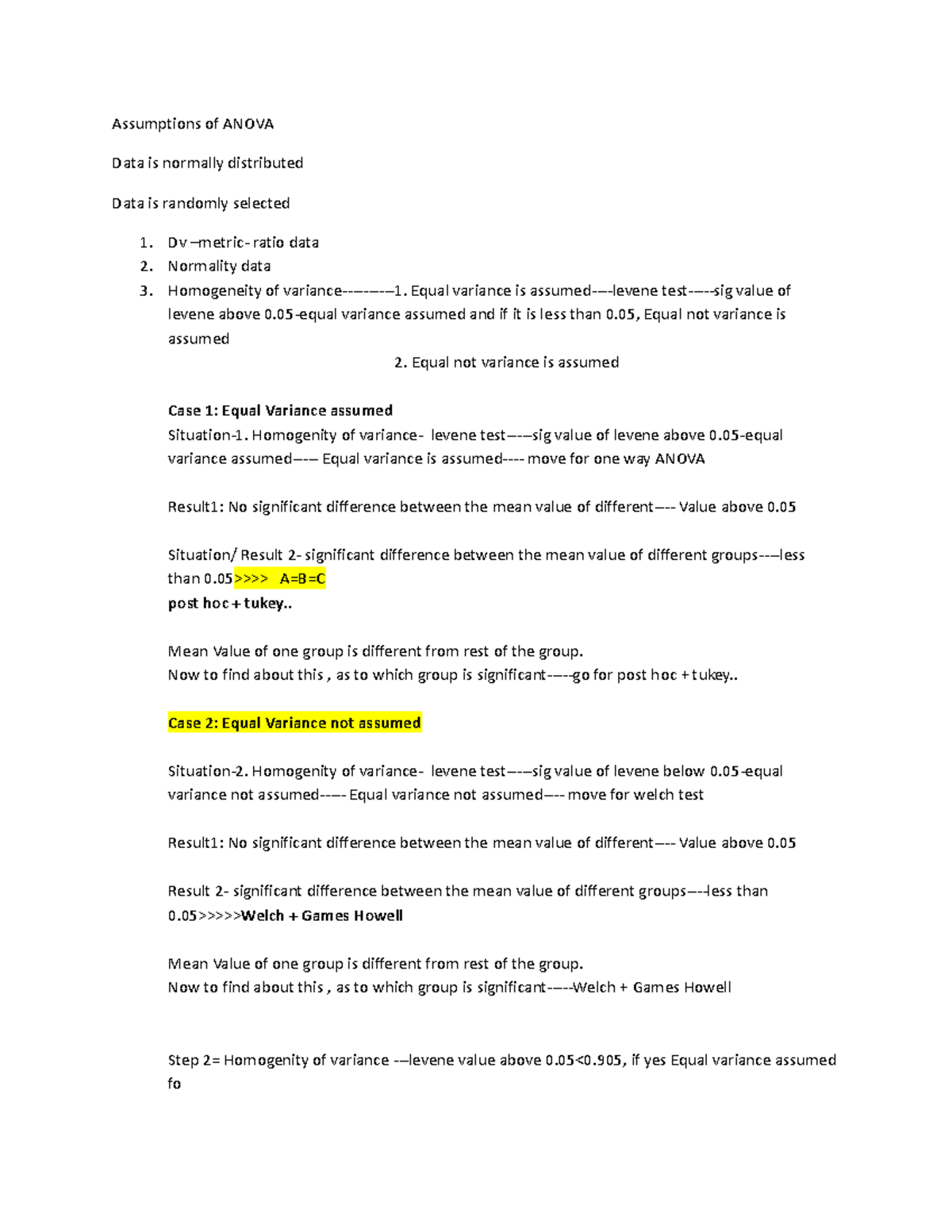 Assumptions of Anova Assumptions of ANOVA Data is normally