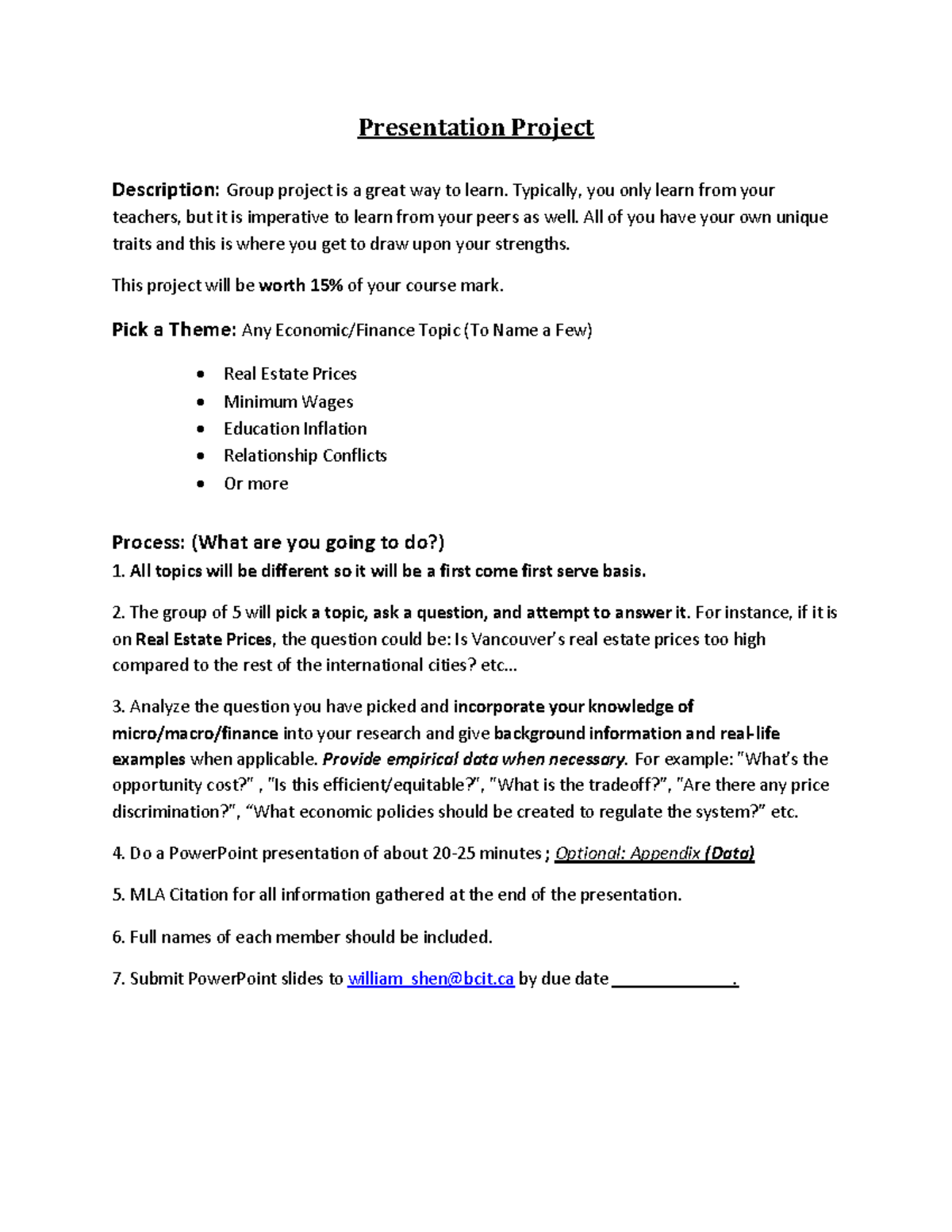 Presentation Project Instructions - Presentation Project Description ...