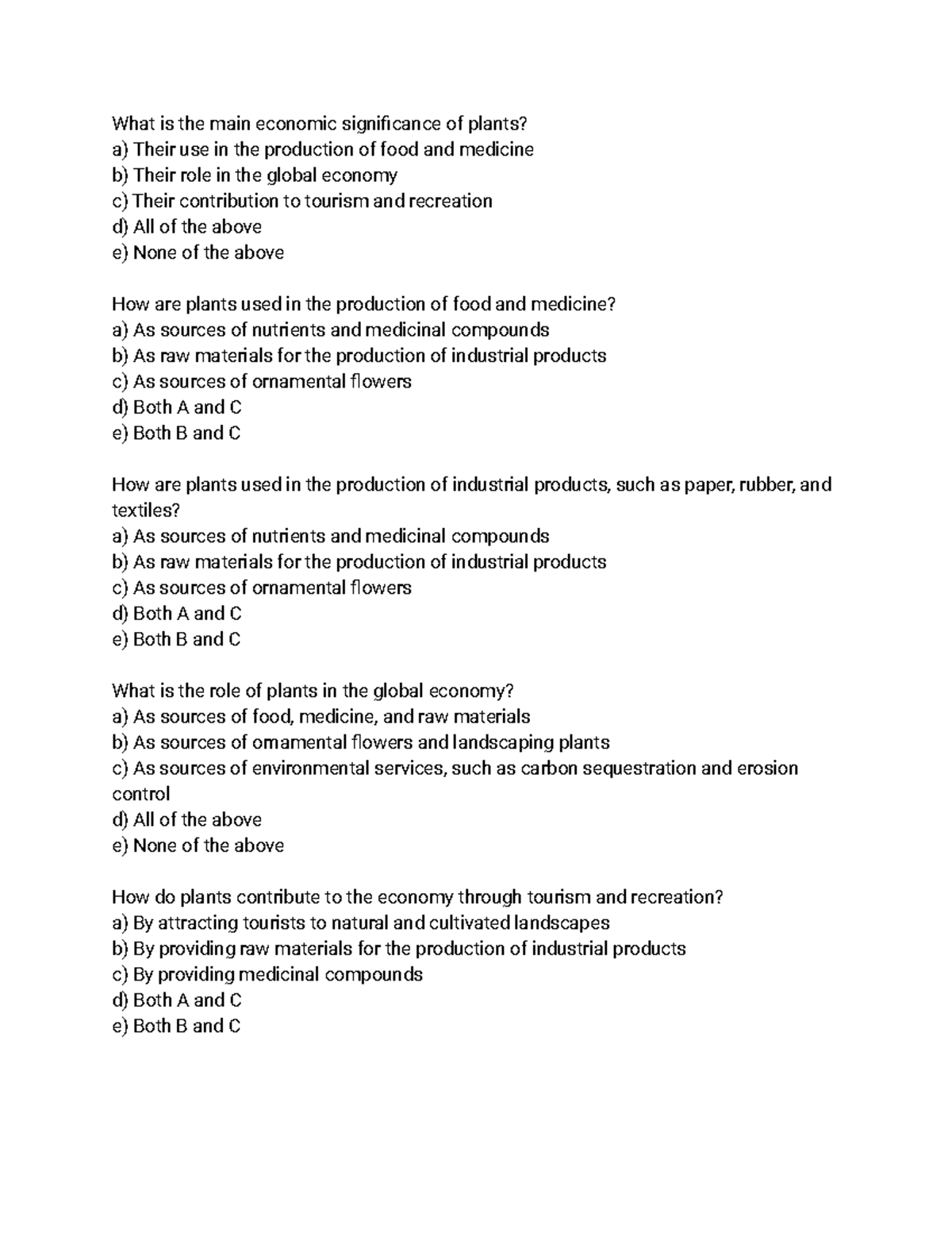 Practice quiz for economic significance of plants - What is the main ...