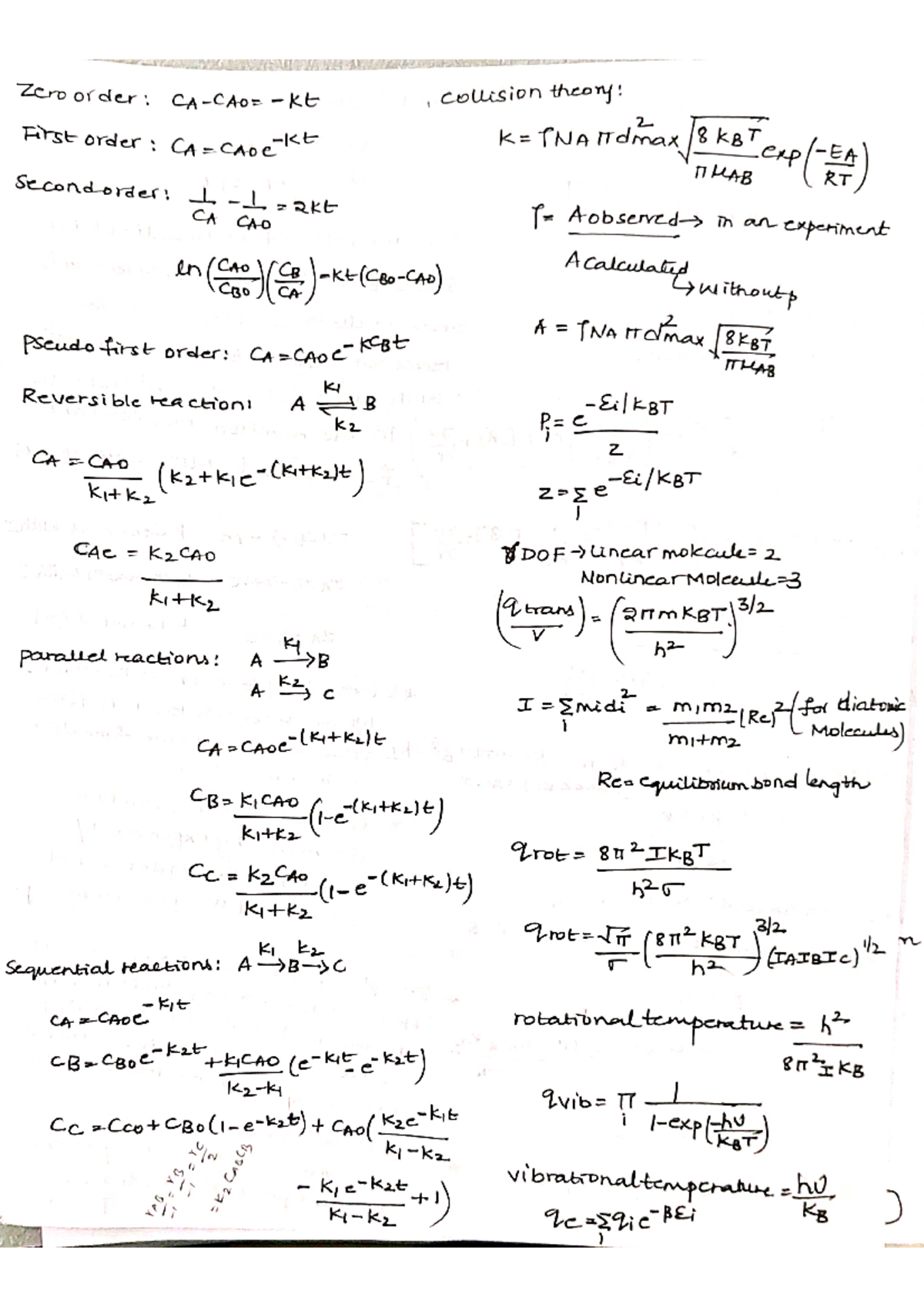 Formula sheets for exam practice - CHE 544 - Studocu