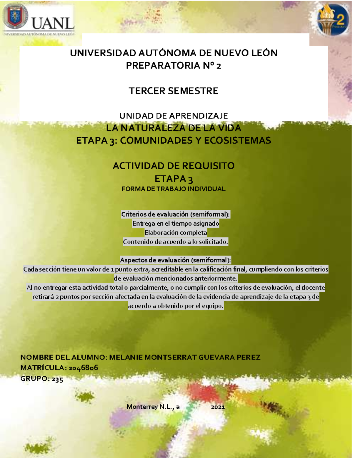 Actividad de Requisito Etapa 3 NV 2 - UNIVERSIDAD AUTÓNOMA DE NUEVO ...