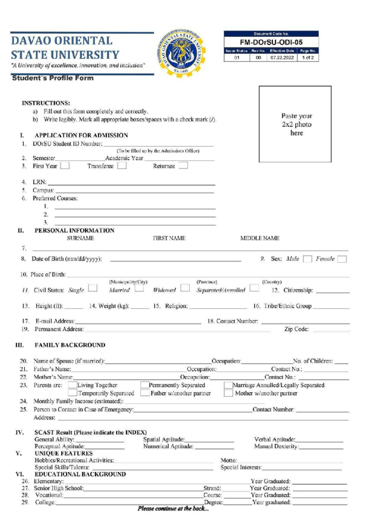 SPF (Print on A4) size - Helpful - Document Code No. DAVAO ORIENTAL ...
