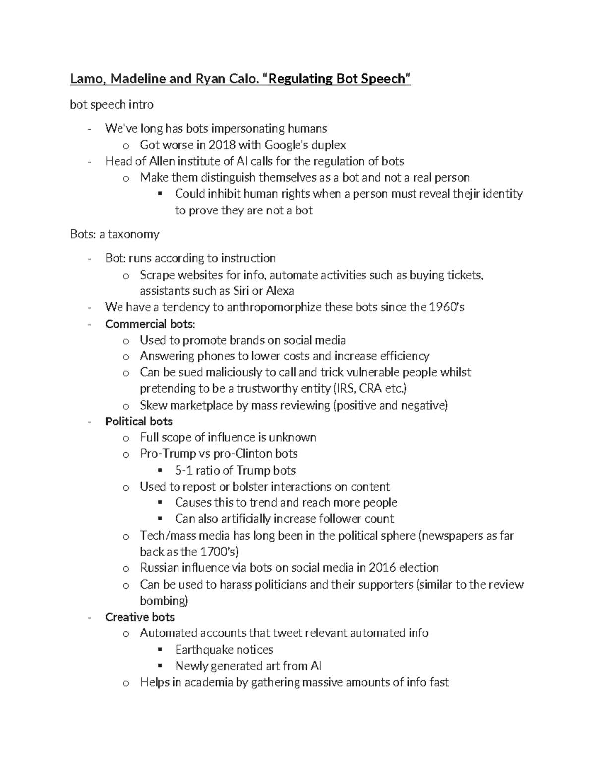 Week 5 reading notes - Summary Political Studies - Lamo, Madeline and ...