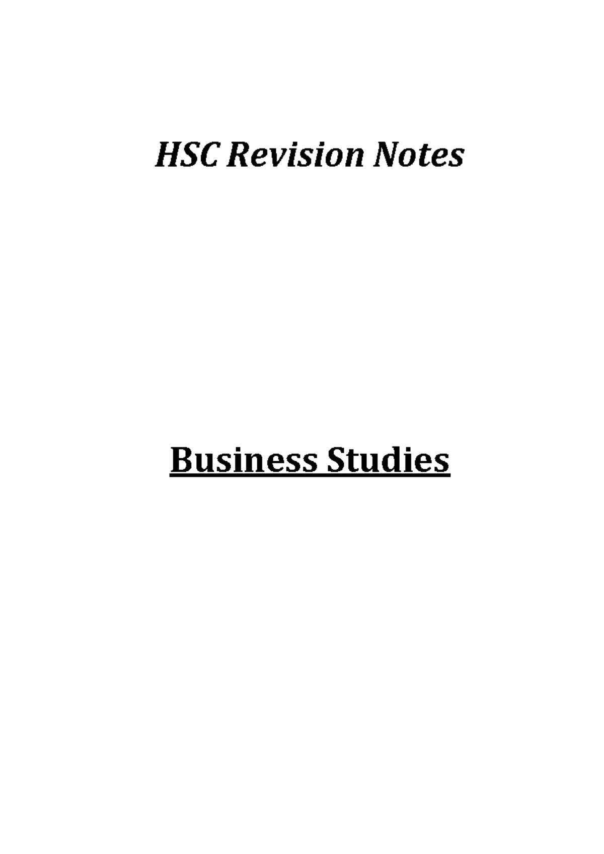 Business studies year 12 notes - HSC Revision Notes Business Studies ...
