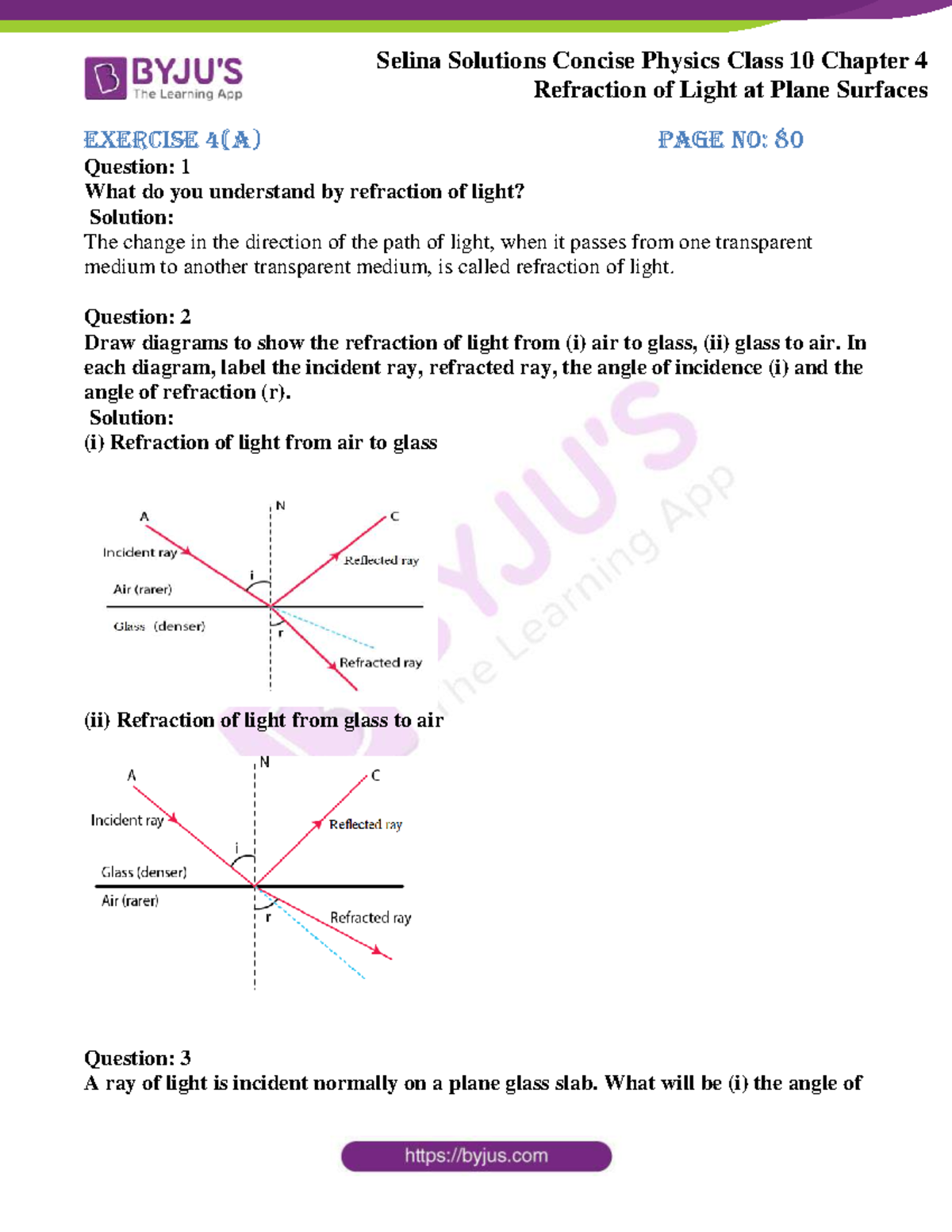 Selina Solutions Concise Physics Class 10 Chapter 4 Refraction of Light ...