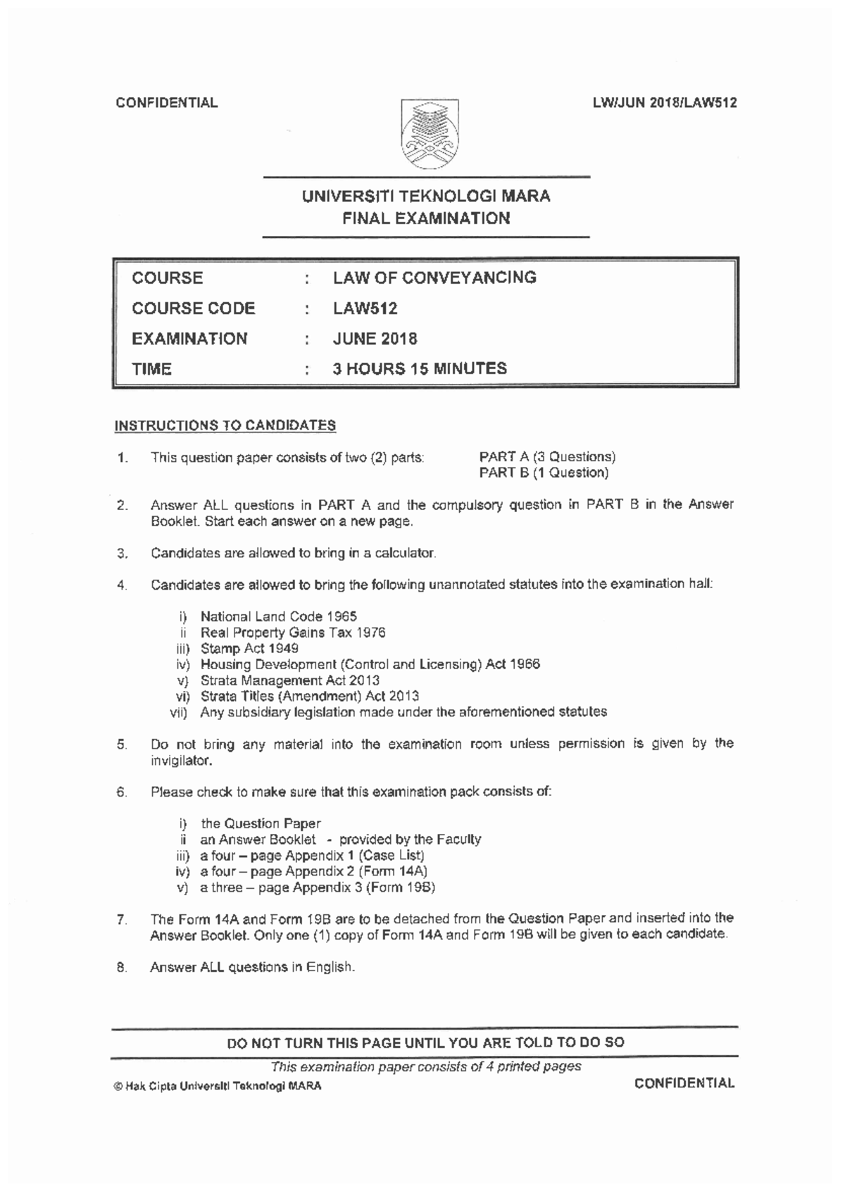 Exam 2018, questions - Conveyancing Law 1 - Studocu