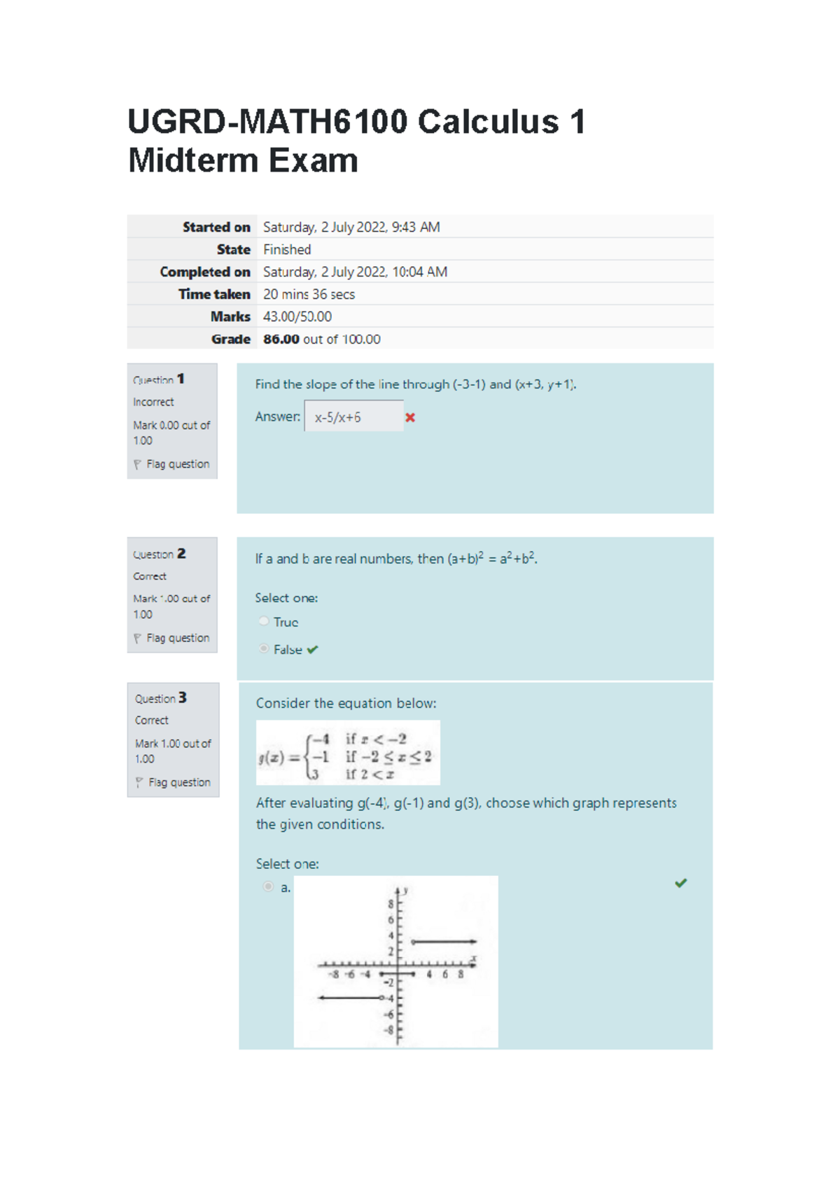 UGRD-MATH6100 Calculus 1 Midterm Exam - Studocu