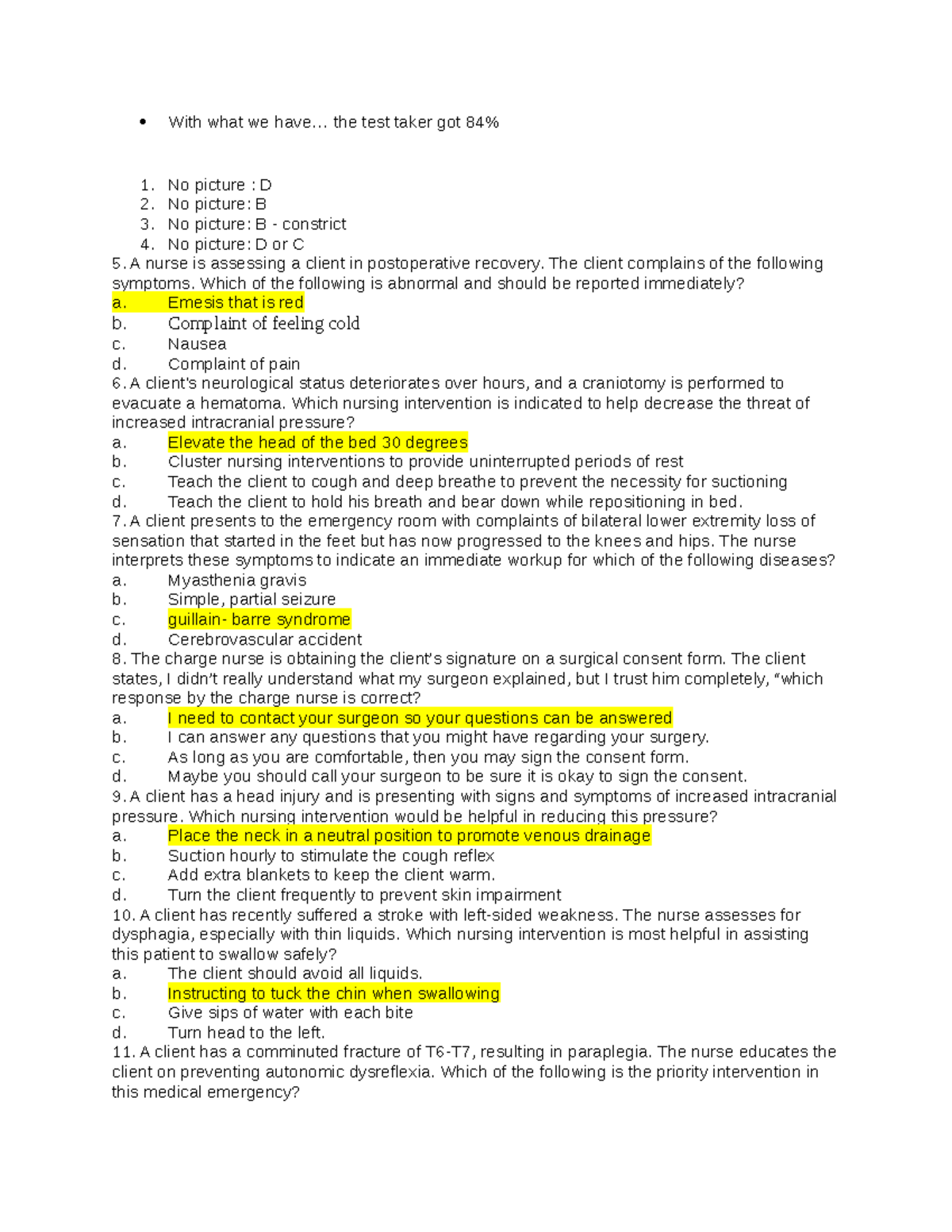 MDC4 exam 1 copy - exam - · With what we have... the test taker got 84% ...