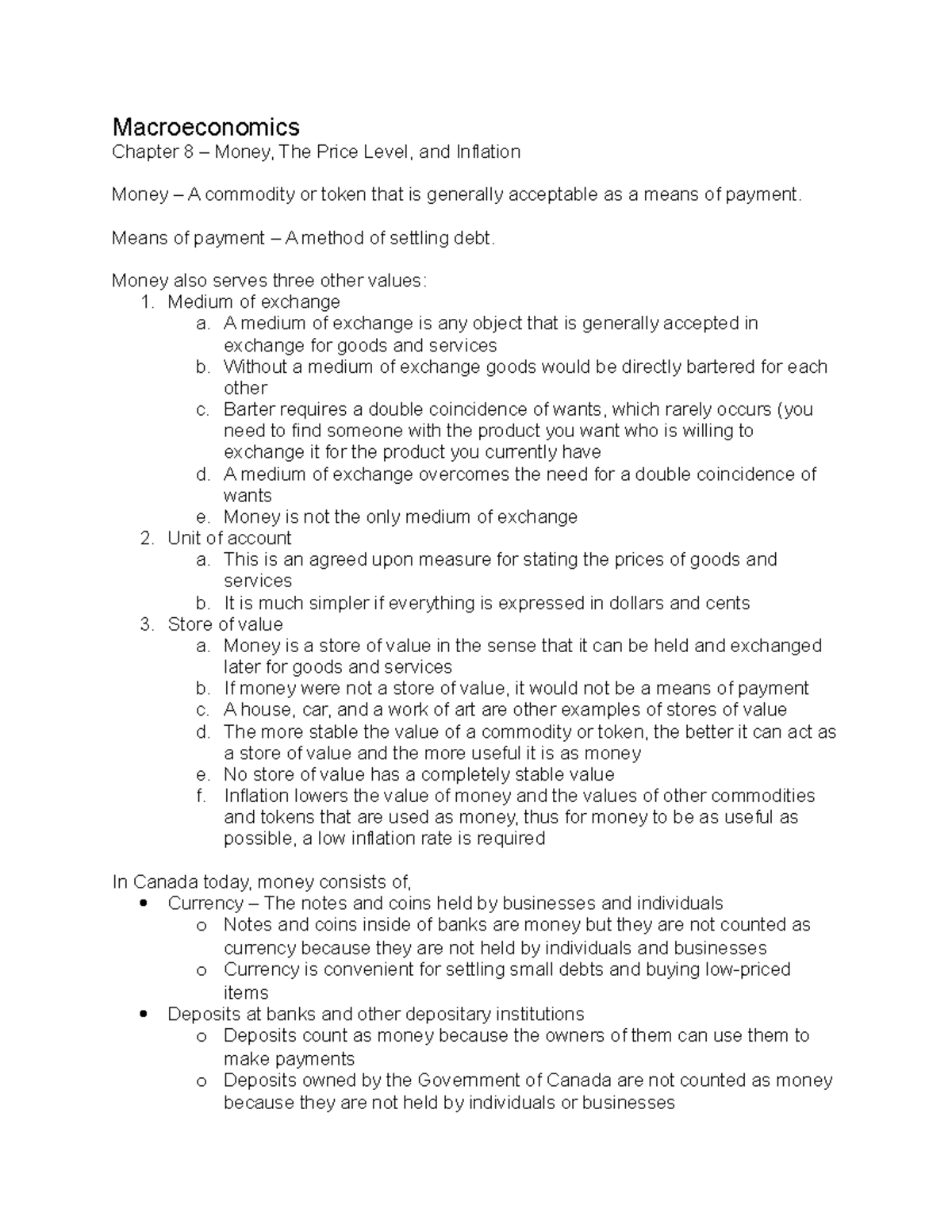 Chapter 08 (Money, The Price Level, and Inflation) - Macroeconomics ...