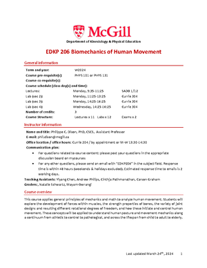 Biomechanics cheat sheet - Edkp 206 - Studocu