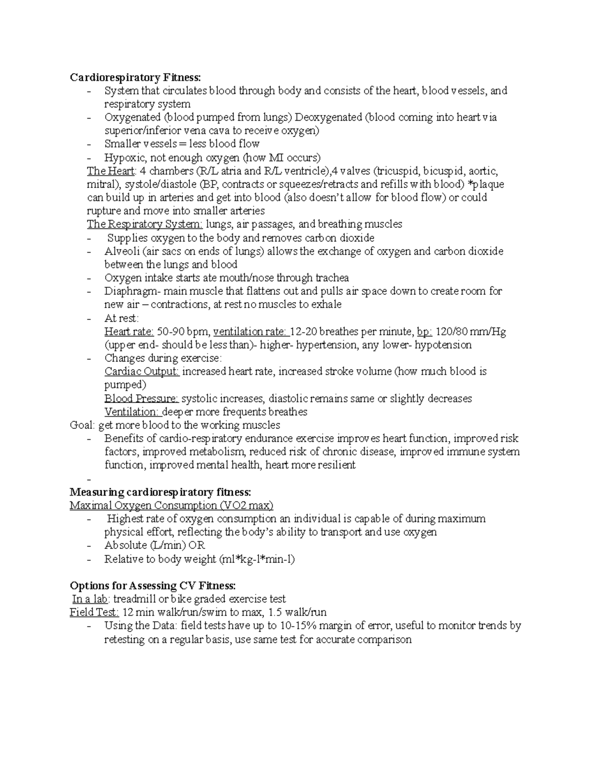 KIN 100 2 - KIN 100 course, lecture component notes ...