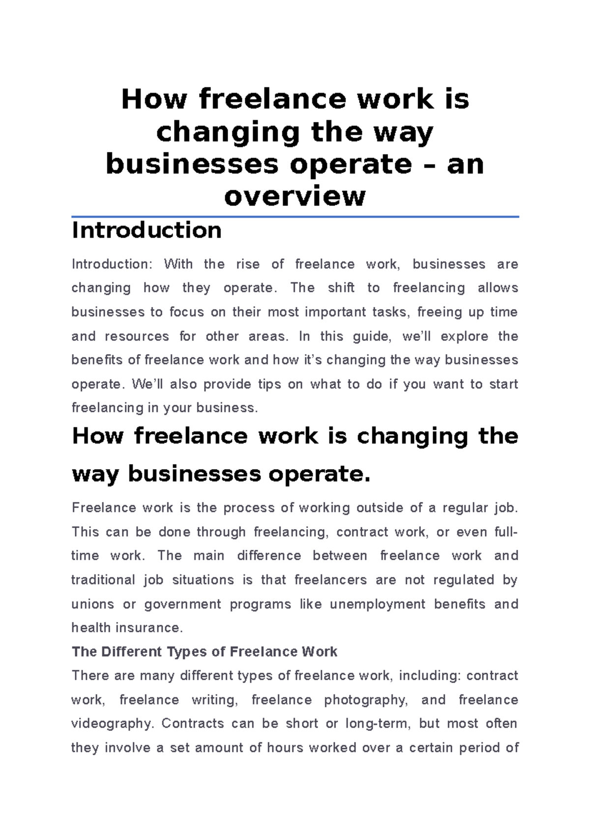 How freelance work is changing the way businesses operate – an overview ...