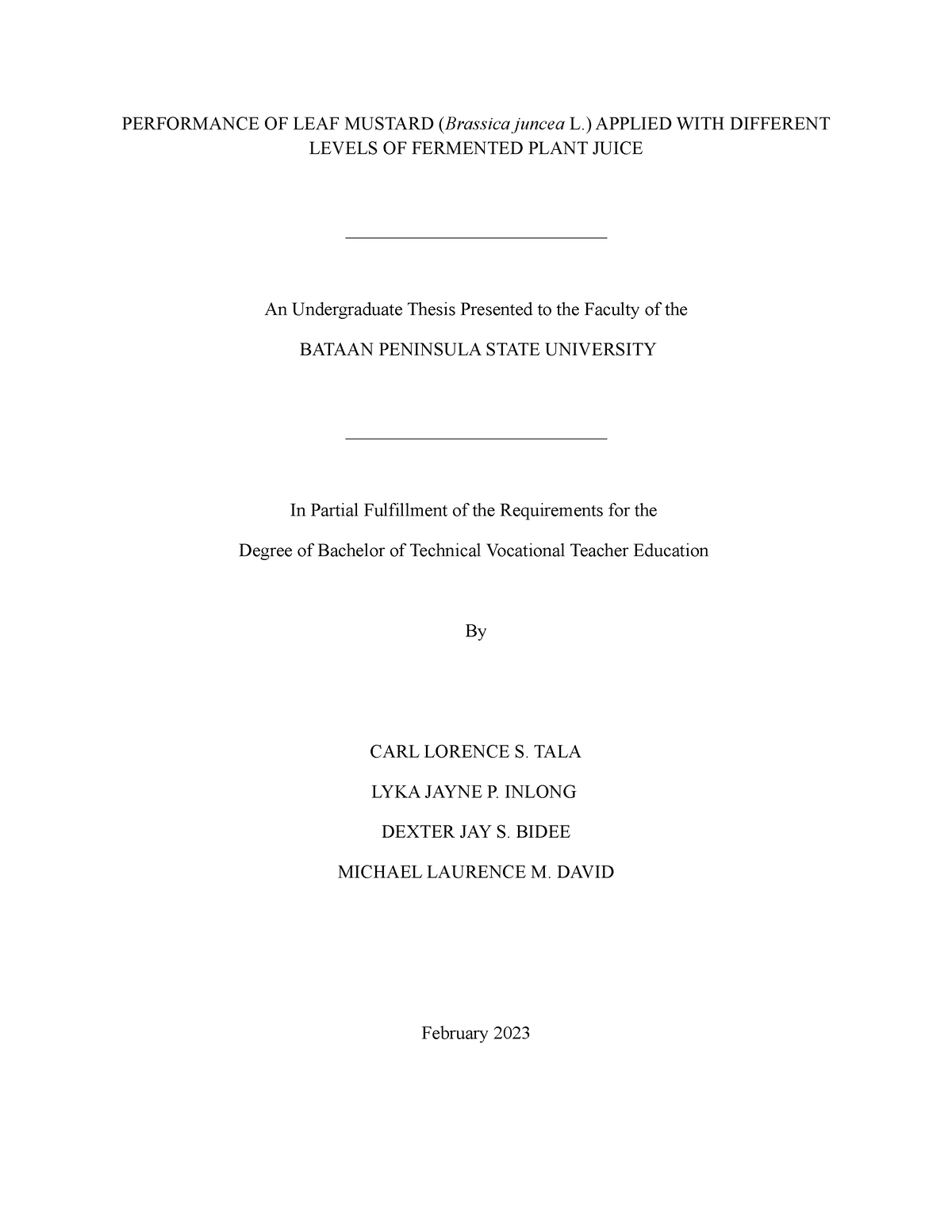 Thesis final - Academic research on leafy mustards using different ...