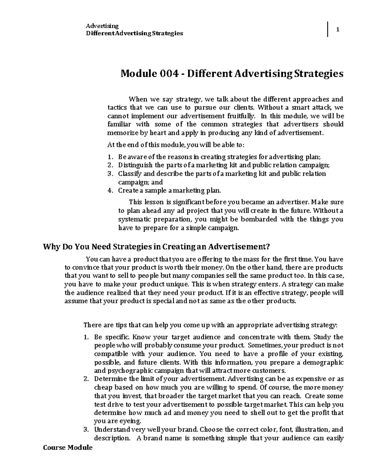 W4 Different Advertising Strategies - Advertising Different Advertising ...