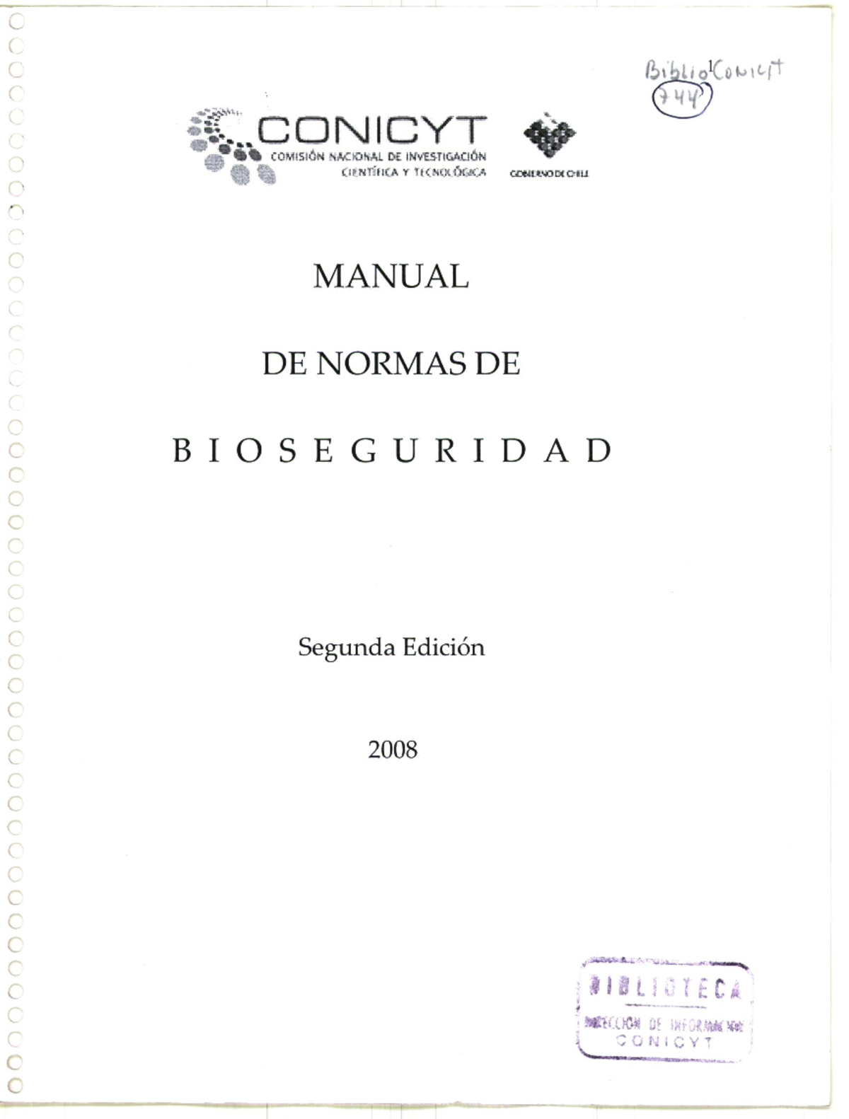 744 Manual DE Normas DE Bioseguridad - LCDNICYT DE TIA Y MANUAL DE ...