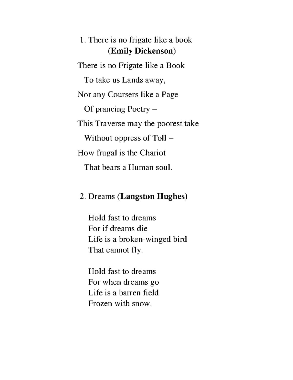 10 poems 2nd semester - English - Studocu