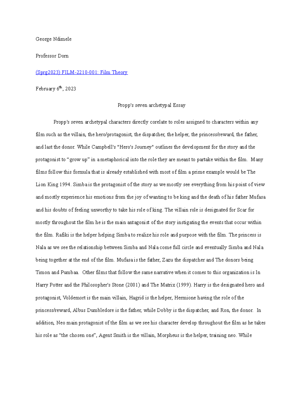 archetypal theory essay