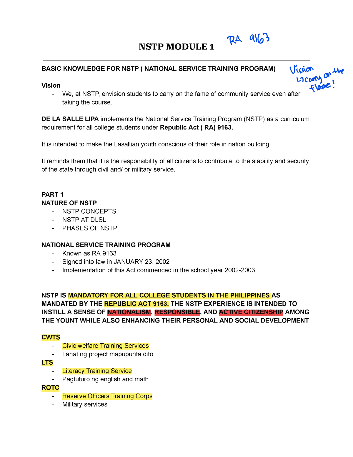 NSTP- Module-1 - NSPT MODULE 1 - NSTP MODULE 1 BASIC KNOWLEDGE FOR NSTP ...