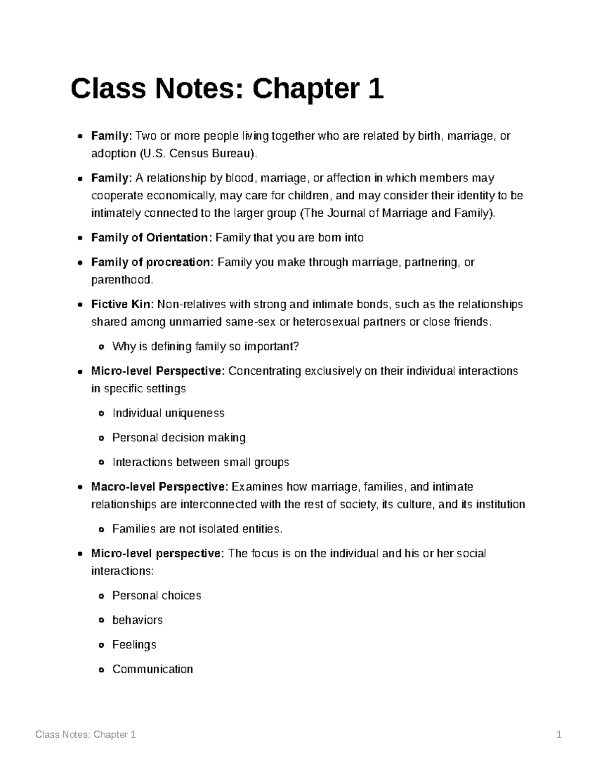 Class Notes Chapter 1 - Professor Alexandra Smith - Class Notes ...