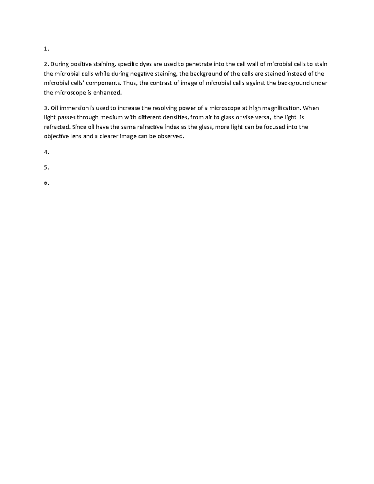 Microbiology worksheet 1 - 1. During posiive staining, speciic dyes are ...