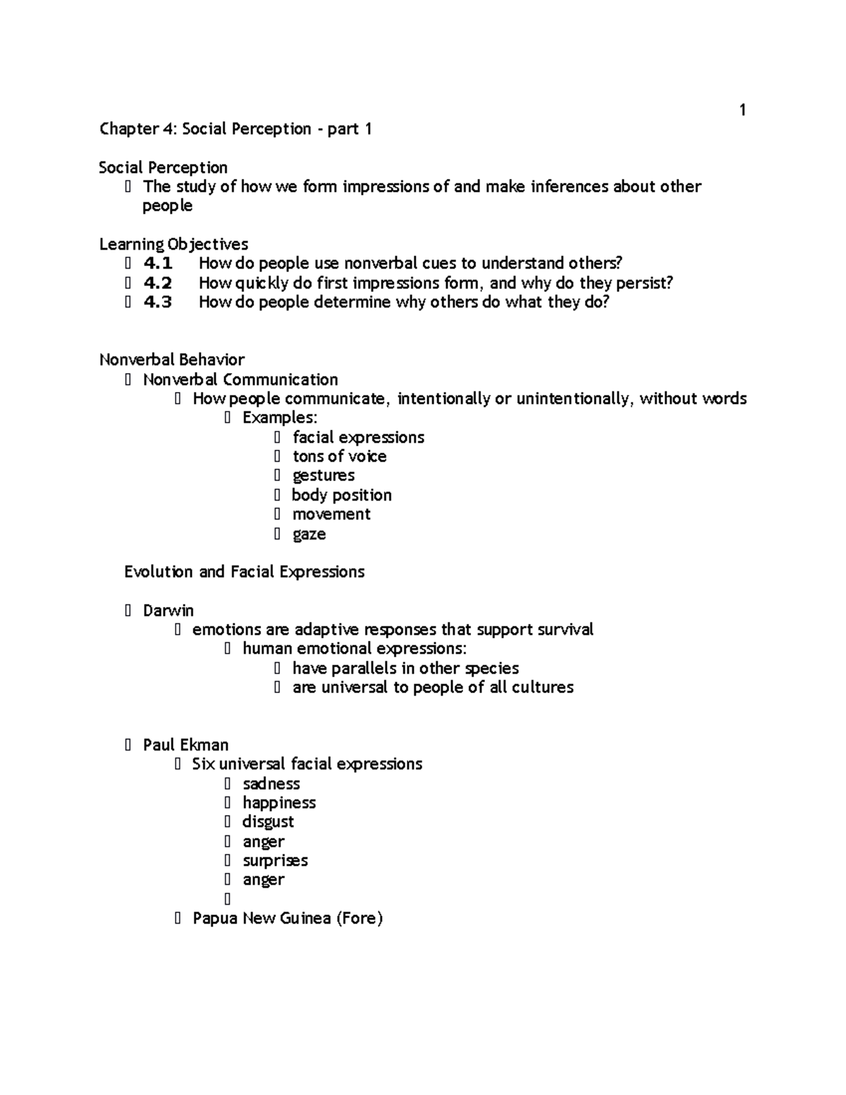 Chapter 4 part 1 - 1 Chapter 4: Social Perception - part 1 Social ...