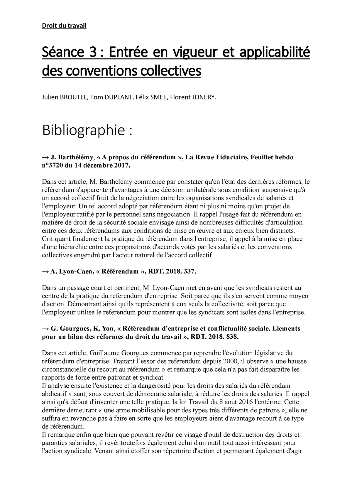 Droit Syndical Dans L’entreprise Et Unité De Représentation - Droit Du ...