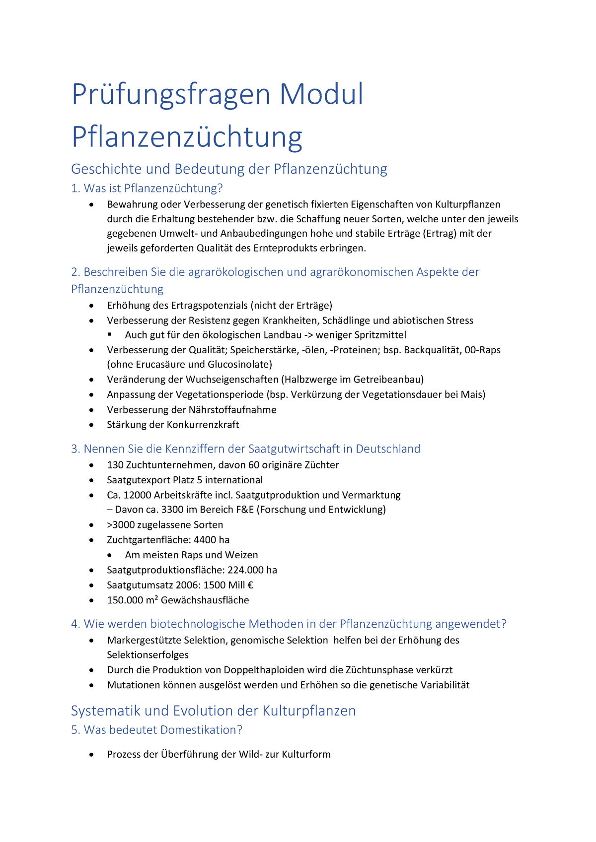 Prüfungsfragen Pflanzenzüchtung - Prü Fungsfragen Modul Pflanzenzü ...