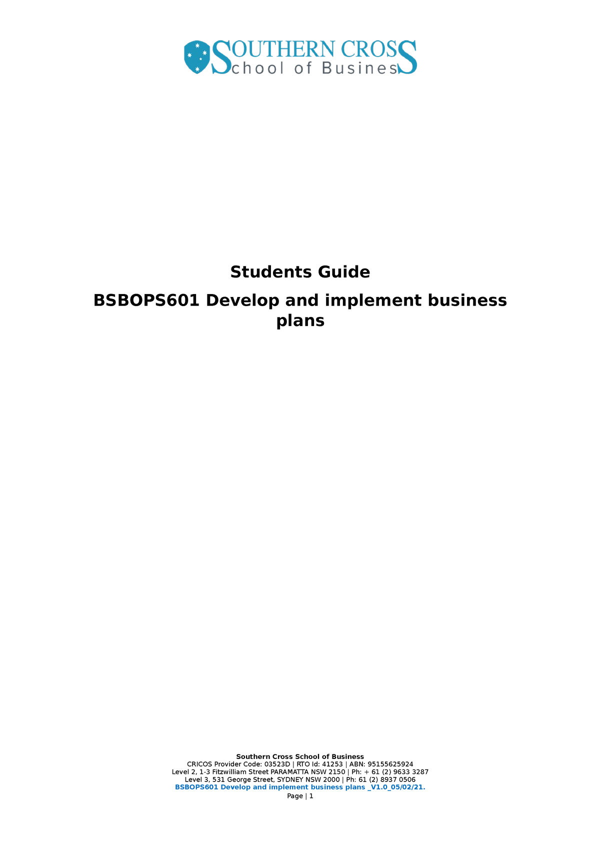 bsbops601 develop and implement business plans task 1