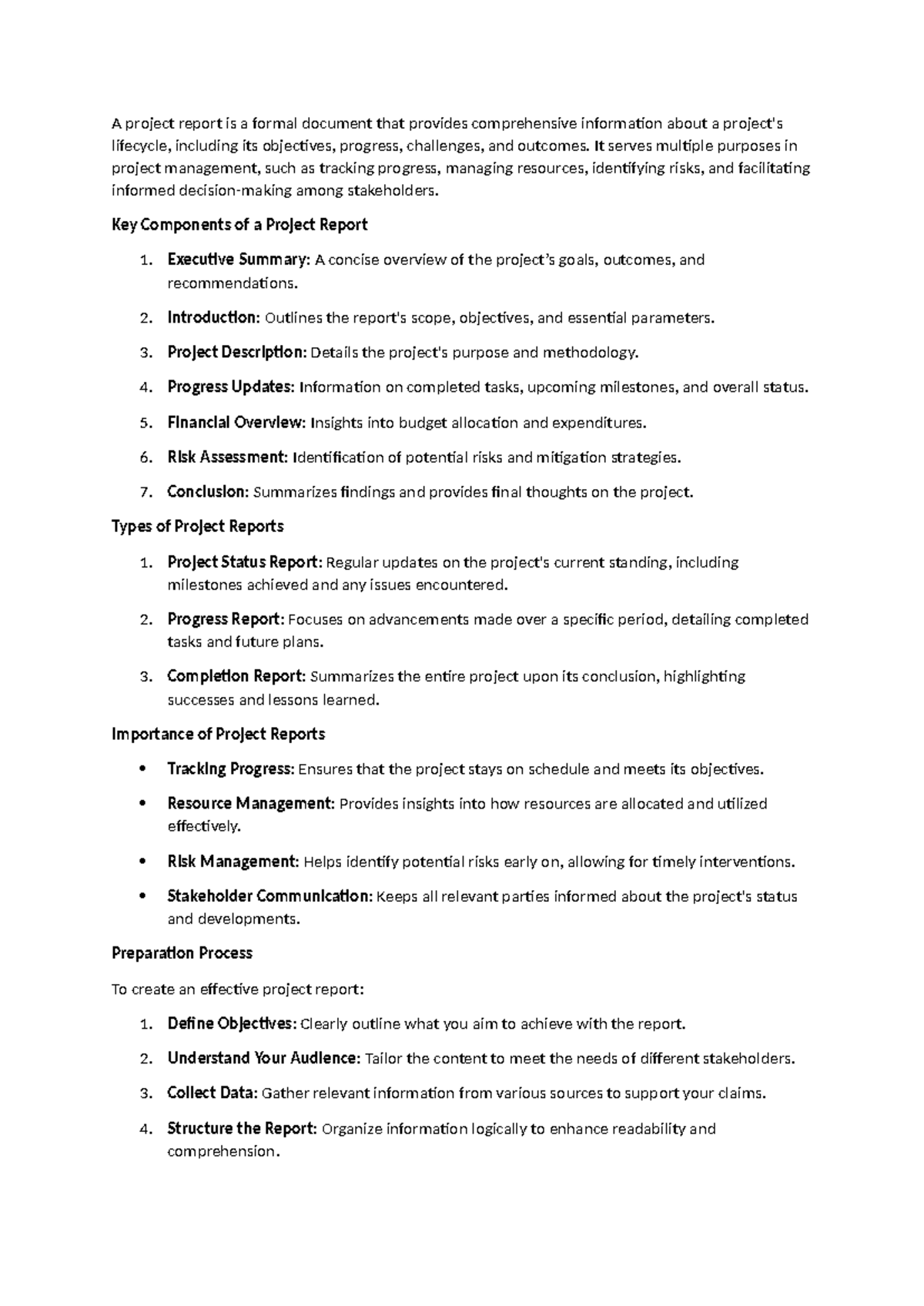 A project report - It serves multiple purposes in project management ...