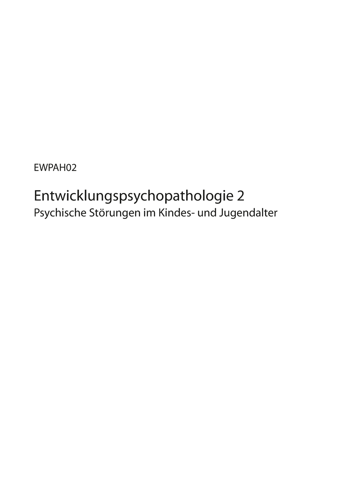 Ewpah 02 0421n01 Ewpah Entwicklungspsychopathologie 2 Psychische Störungen Im Kindes Und 