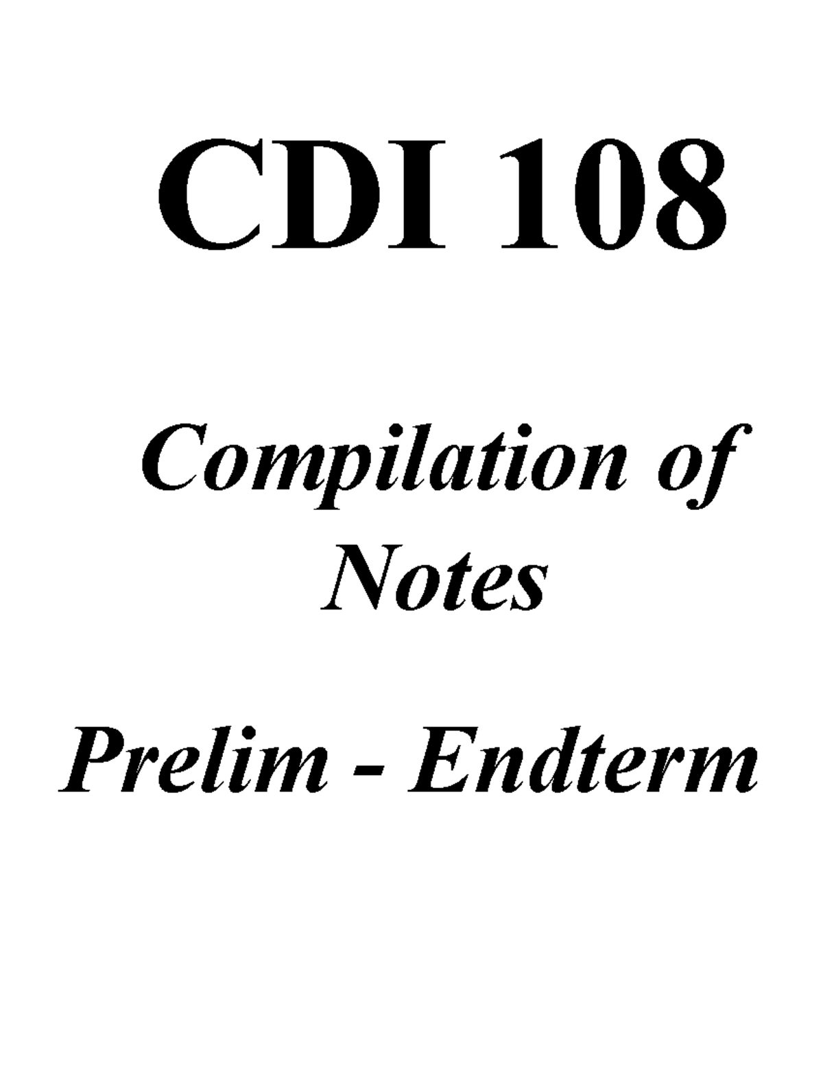 Cover page - elcture - School of Arts - CDI 108 Compilation of Notes ...