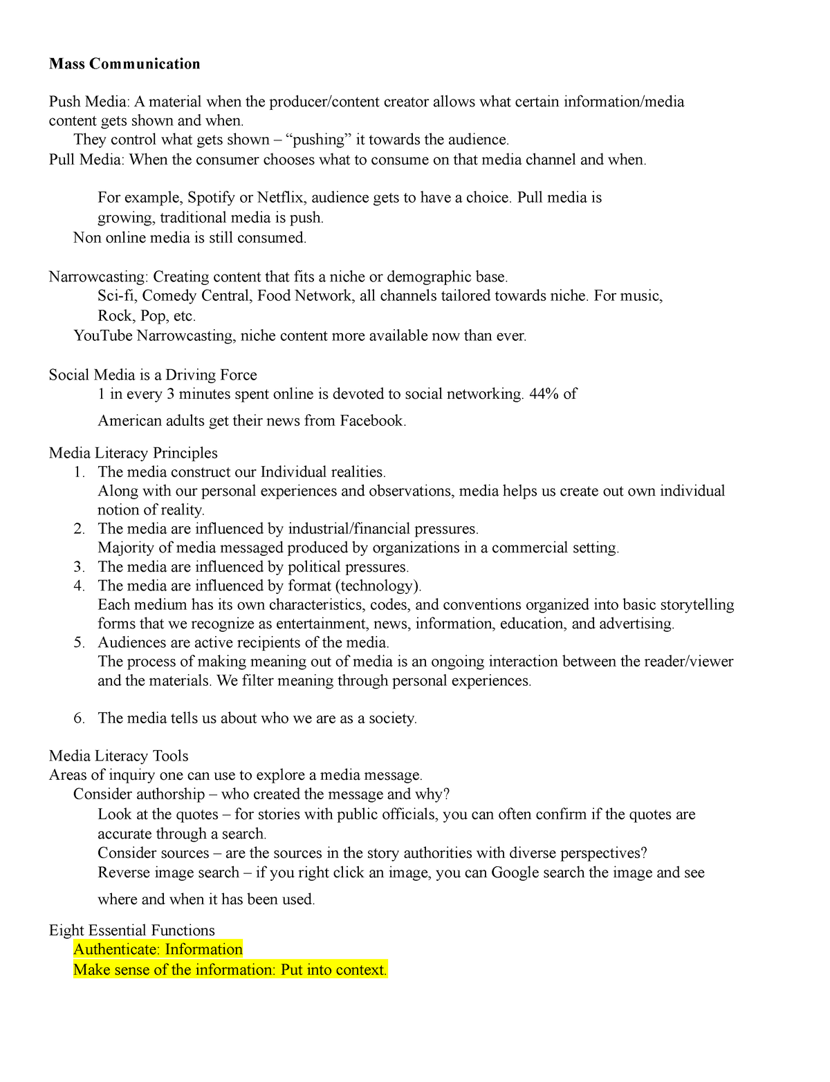 Introduction To Mass Communication - Mass Communication Push Media: A ...