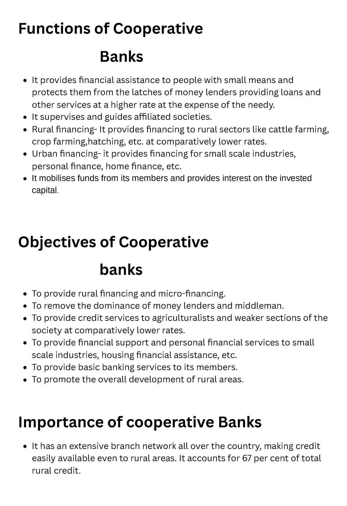 Functions Of Cooperative Banks Functions Of Cooperative Banks 