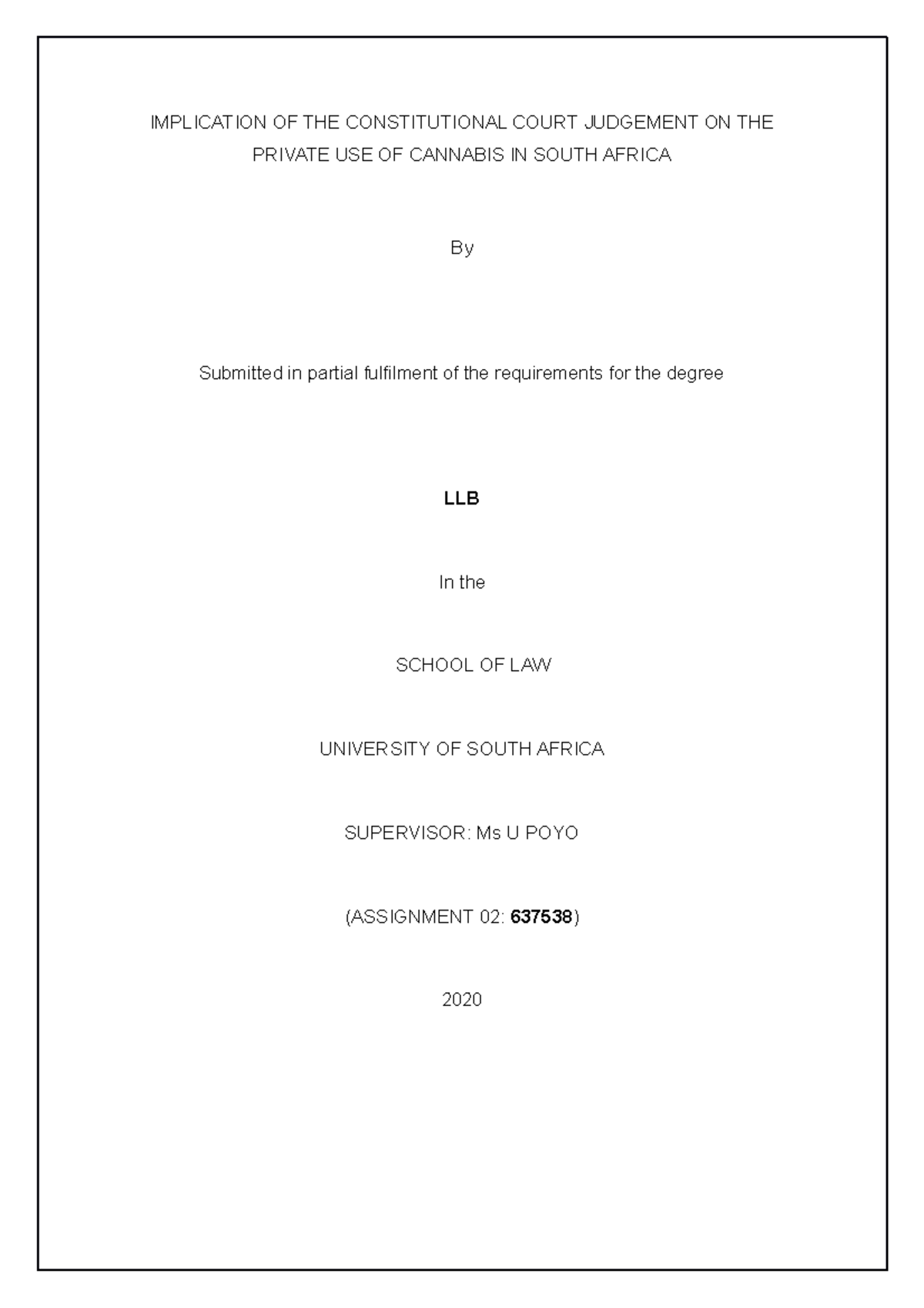 Assignment 2 - Grade: B+ - IMPLICATION OF THE CONSTITUTIONAL COURT ...