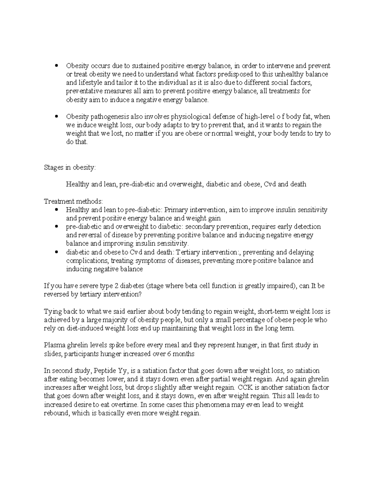 Notes for physical acitivity and diet intervention - Obesity occurs due ...