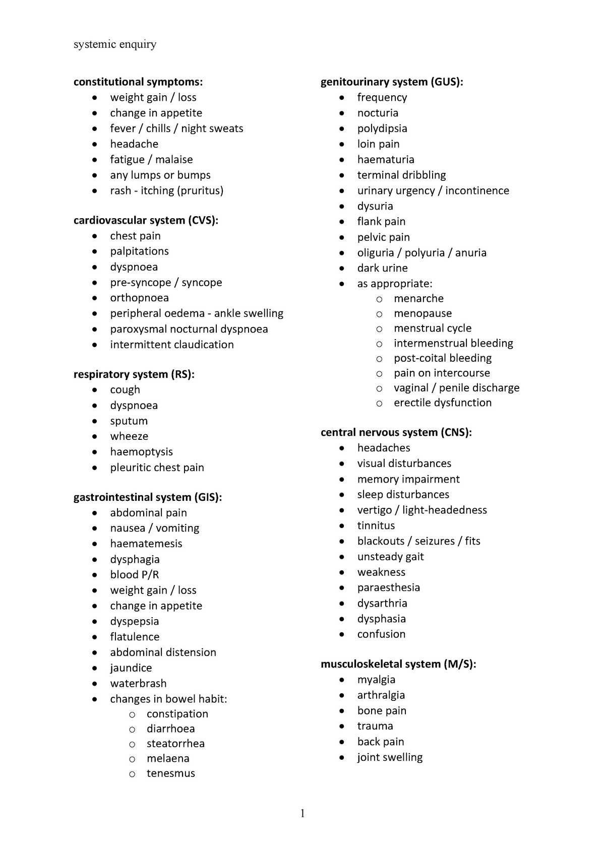 Systemic Enquiry - Systems Review - System Ic Enquiry 1 Constitutional ...