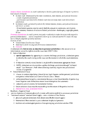 CIV Pro Flow Chart - Civil Procedure Review I. Jurisdiction II. Erie ...