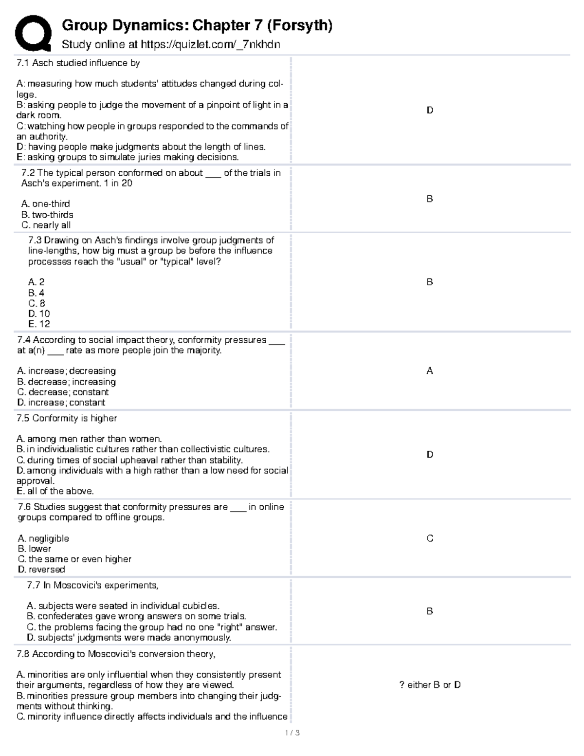 M7 - Group Dynamics - Group Dynamics: Chapter 7 (Forsyth) Study online ...