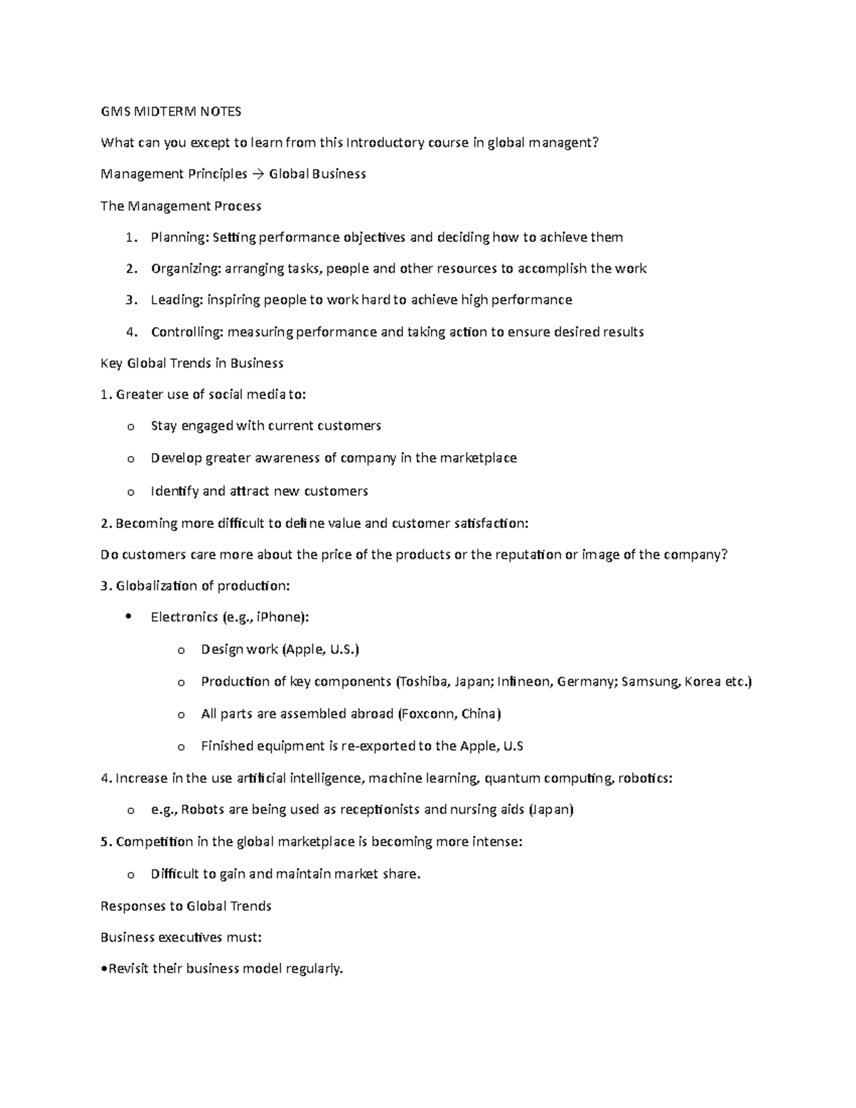 Gms lecture 1 notes - GMS200 - Toronto Met - Studocu